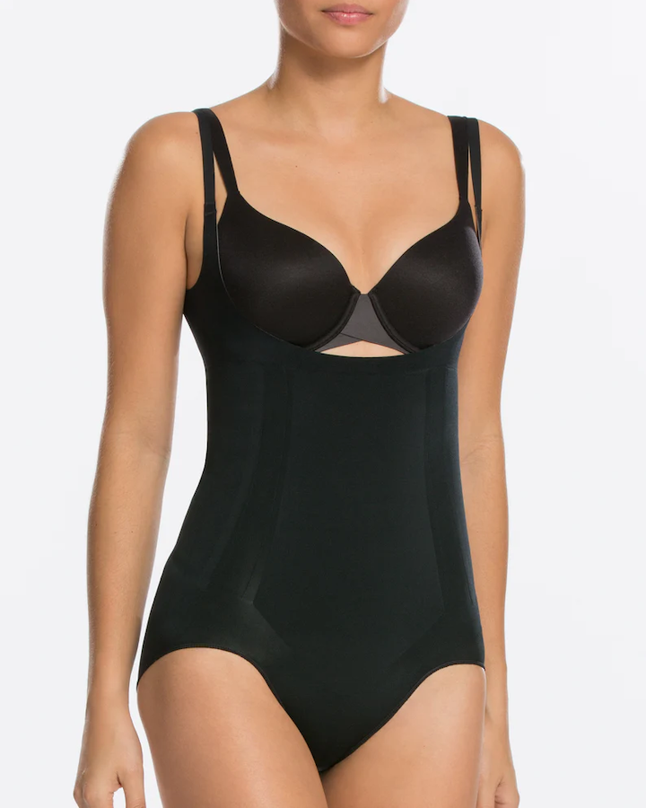Spanx Suit Your Fancy Strapless Cupped Panty Bodysuit Very Black